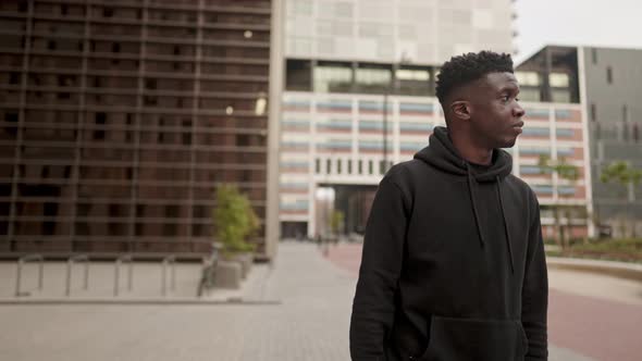 Cool Black African American Man in a Downtown City Center