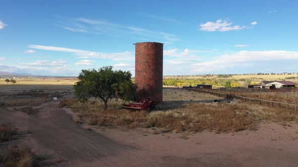 A shot over an abandoned silo next to a Colorado horse ranch