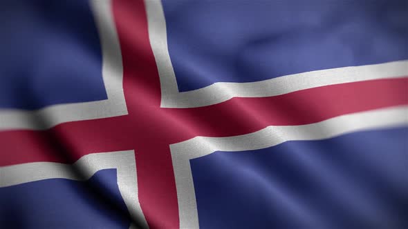 Iceland Flag Textured Waving Close Up Background HD