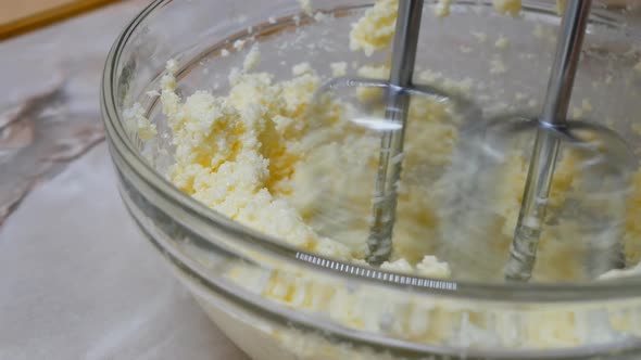 the Process of Making Dough for Dessert