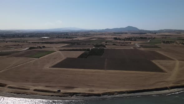 Cyprus beach at daytime. Mediterranean Sea. Beautiful views of the coast. Larnaca District.