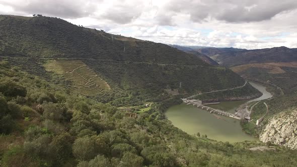 Dam in Nature. Douro Valley, Portugal