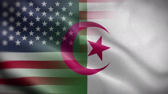 USA Algeria Flag Loop Background 4K