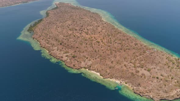 Aerial View Beautiful Beach on Tropical Island Menjangan