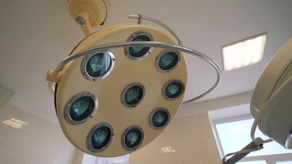 Medical lamp. Medical equipment in the operating room. Light equipment in operating room.
