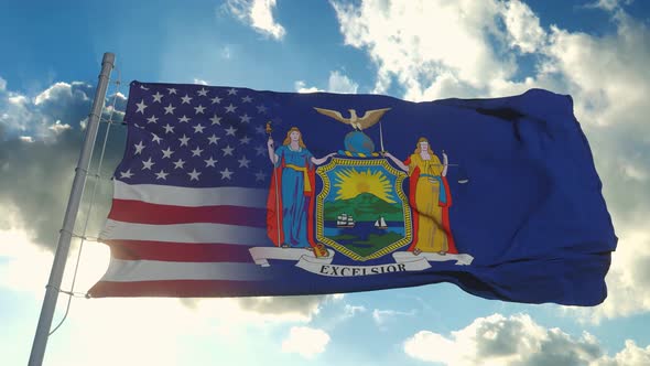 Flag of USA and New York State