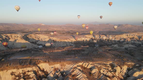 Cappadocia, Turkey : Balloons in the Sky. Aerial View