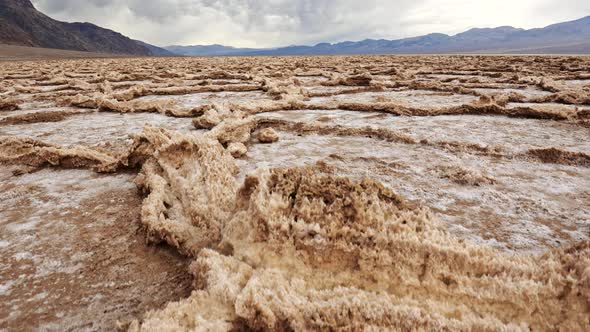 Death Valley National Park, United States, Salt Pans in Badwater Basin, Mountains in Background