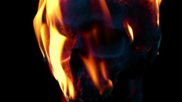 Skull Bursts Into Flames Closeup