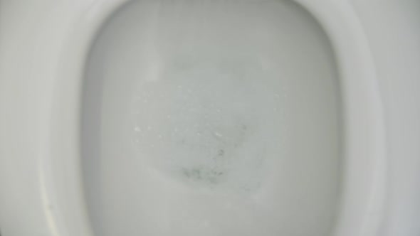 Flushing Water in Toilet at Bathroom