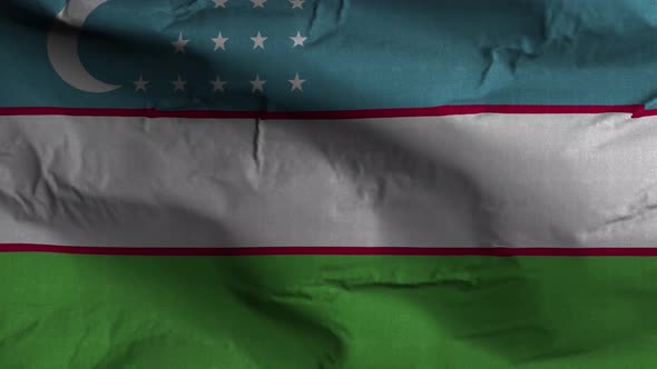 Uzbekistan Flag Textured Waving Background 4K