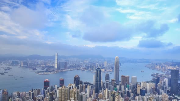 4k Time-lapse of Hong Kong city, view from The Peak