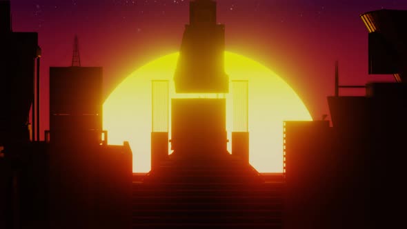 Sunrise and Sunset Retro Futurim Concept