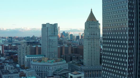 Rising Footage of High Rise Buildings in Town