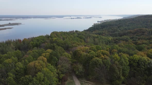 Aerial View of the Dnipro River - the Main River of Ukraine