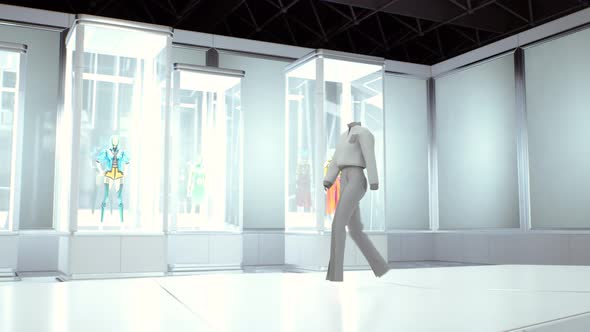 3D Fashion Show Virtual Model Walking By the Podum alt
