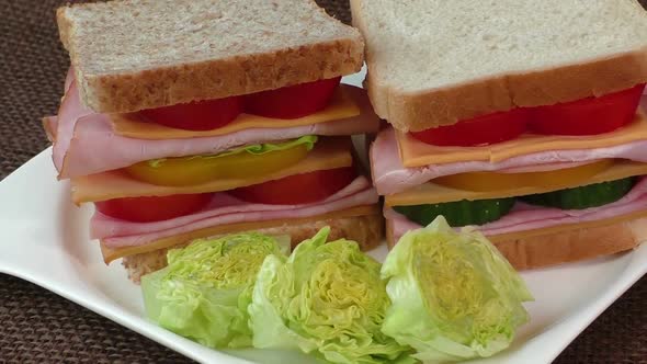 Sandwich with ham, cheese and vegetables