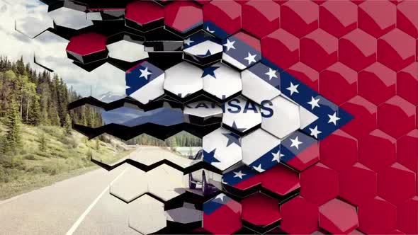 Arkansas Flag Hexagon Transition - 4K Resolution