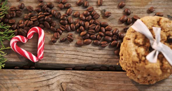 Cookies arranged on wooden table 4k