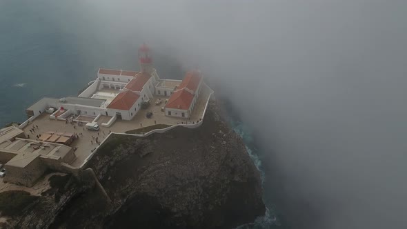 Unique drone footage showing clouds approaching Cabo de Sao Vicente