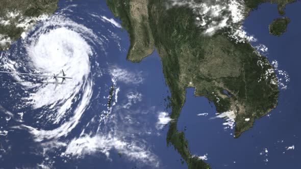 Airplane Flying To Bangkok Thailand From West alt