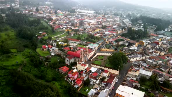 Aerial view of main church of el oro in mexico