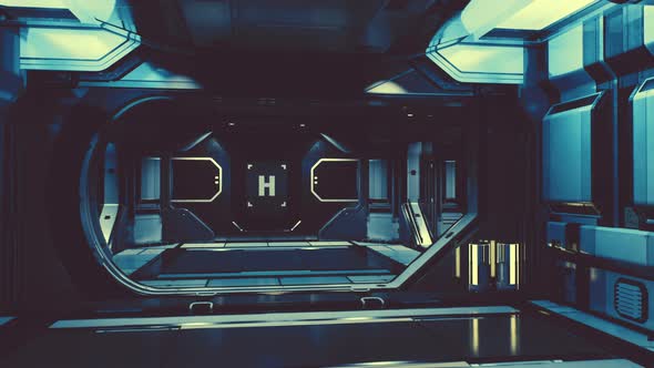 Realistic Futuristic Scifi Spaceship Corridor