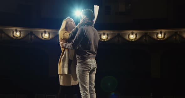 Actors Rehearsing a Scene in a Theater