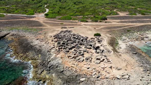 Aerial drone footage of the Spanish island of Majorca Mallorca, Spain