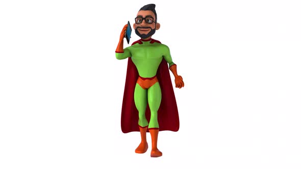 Fun 3D cartoon indian superhero with alpha