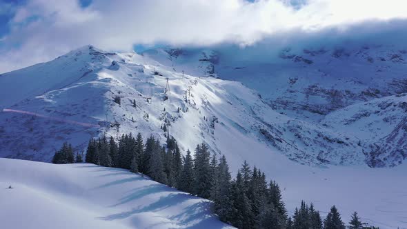 The Swiss Alps in Winter  Flight Over Wonderful Snow Mountains