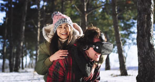 Smiling Large Guy and Lady Very Attractive They