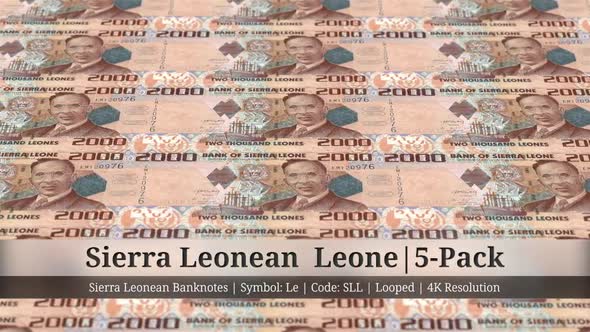 Sierra Leonean Leone | Sierra Leone Currency - 5 Pack | 4K Resolution | Looped