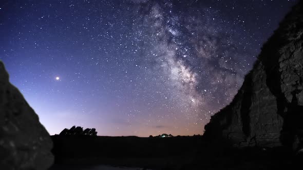 Milky Way Galaxy in a Summer Night Sky with Stars and Planets