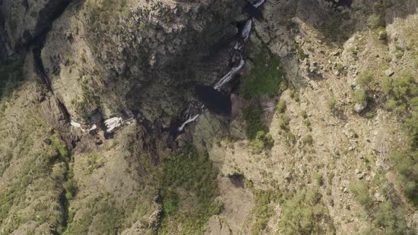 Fisgas de ermelo waterfall drone aerial view in Mondim de Basto, most beautiful in Portugal