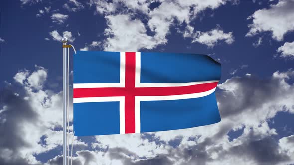 Iceland Flag Waving 4k