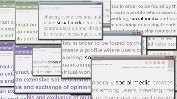 Pop up windows with Social media communication network seamless looped