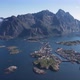 Flight above sea and view on the Henningsvaer fishing village Lofoten Islands,Norway - VideoHive Item for Sale