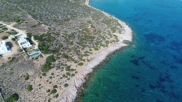 Village of Aliki on the island of Naxos in the Cyclades in Greece from the sky