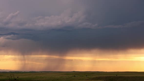 Timelapse of rain storm moving over the horizon in South Dakota