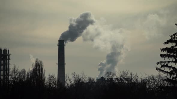 Smoke Comes From the Chimney. Air Pollution. Ecology. Kyiv. Ukraine.