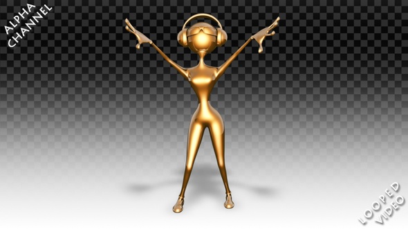 3D Gold Woman - Cartoon Ritm Dance