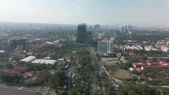 Aerial view of UNAM entrance in Mexico city