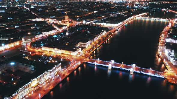 Aerial View of Palace Bridge, St Petersburg, Russia