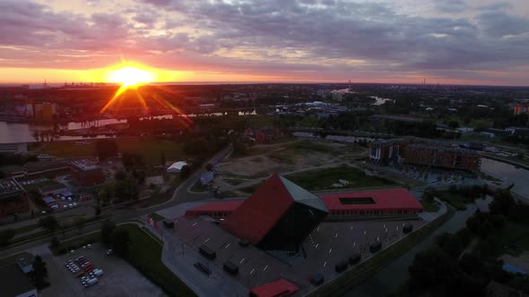 Aerial view of the Museum of the Second World War in Gdansk, Poland