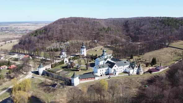 Krehiv Monastery Aerial View Drone, Ukraine