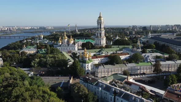 Kyiv Cityscape, Ukraine. Aerial View, Kiev. Slow Motion