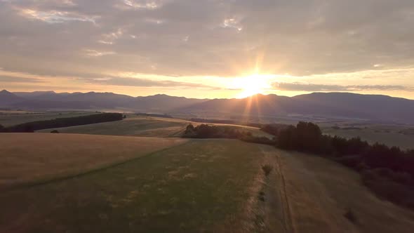 Golden Sun Light in Rural Country Landscape