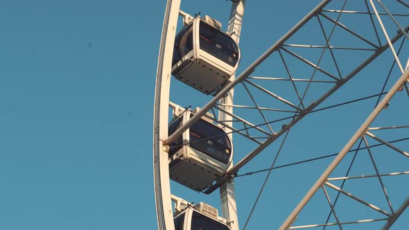 Gdansk, Poland, February 8, 2020. Gdansk Giant 3D Letters Sign with a Ferris Wheel in the Background