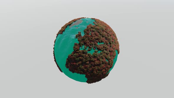 Earth's rotation with green ocean